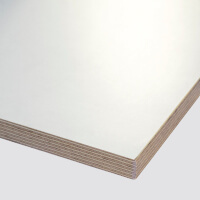 MDF bianco con un bordo in compensato